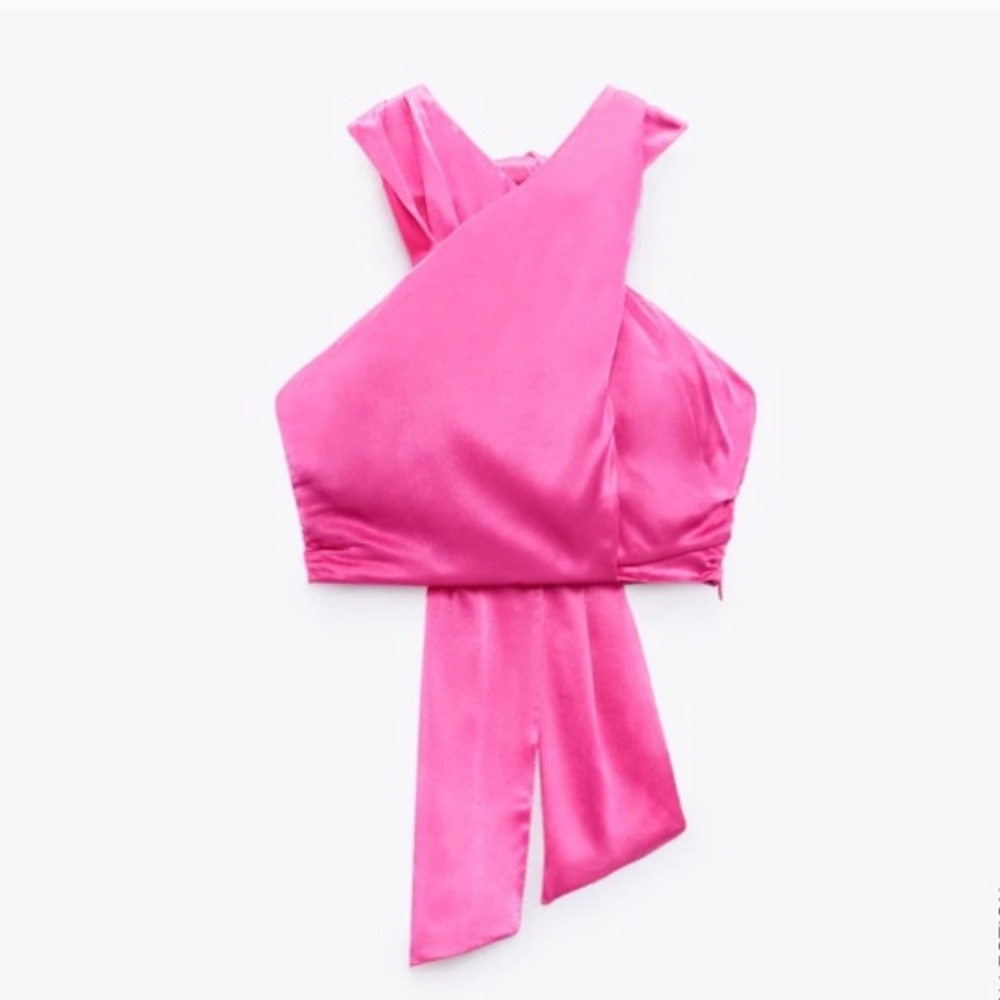 Zara pink satin top